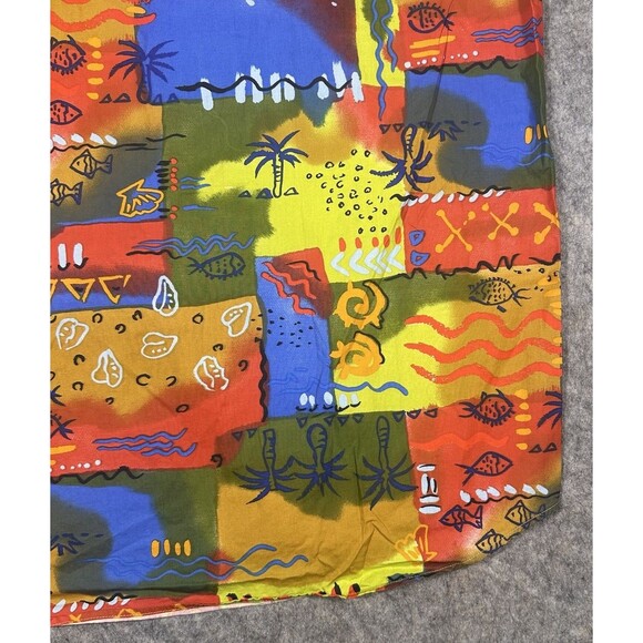 Vtg The Territory Ahead Shirt Mens 2XLT Multicolor Patchwork Fish Geometric Camp - Picture 3 of 8